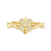 Brass Micro Pave Clear Cubic Zirconia Fold Over Clasps KK-M311-06G-1