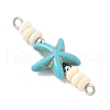 10Pcs 2 Colors Dyed Synthetic Turquoise Starfish Rondelle Beaded Connector Charms PALLOY-JF04014-5