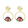 Evil Eye Handmade Glass Seed Beads Dangle Stud Earrings EJEW-MZ00371-02-2