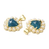 Ion Plating(IP) Natural Mixed Gemstone Heart Pendant with Plastic Pearl Beaded G-E599-05G-4