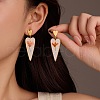Heart with Flower Pattern Stainless Steel Dangle Stud Earrings EJEW-D303-02G-2