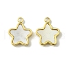 Ion Plating(IP) 304 Stainless Steel Pave Shell Star Charms X-FIND-Z028-26G-1