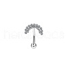 Flower 304 Stainless Steel Cubic Zirconia Eyebrow Barbell Rings WGF5FAC-01-1