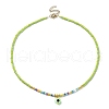 Resin Evil Eye Pendant Necklace with Glass Seed Beaded Chains NJEW-JN04378-2