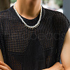 Crystal Rhinestone with Plastic Imitation Pearl Round Beaded Necklaces for Men FS-WG105D7-01-1