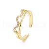 Clear Cubic Zirconia Wave Open Cuff Ring RJEW-B028-06G-1