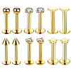 6 Styles Stainless Steel Clear Cubic Zirconia Internally Threaded Labrets WG43458-02-1