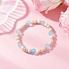 Bohemia Style Natural Fossil & Freshwater Shell & Glass Beads Stretch Bracelets for Women BJEW-JB11863-1