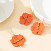 Flower Alloy Enamel Pendant Necklace & Dangle Earring FS-WG56F9D-02-2