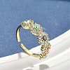 Brass Micro Pave Cubic Zirconia Cuff Rings for Women RJEW-D322-08G-1