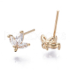 Brass Micro Cubic Zirconia Stud Earring Findings KK-N231-03-NF-1