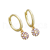 925 Sterling Silver Mirco Pave Cubic Zirconia Flower Hoop Earrings OO2534-9-1