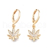 Clear Cubic Zirconia Maple Leaf Dangle Leverback Earrings EJEW-N012-80-2