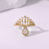 Brass Micro Pave Cubic Zirconia Finger Rings for Women LK0188-5-3