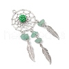 Natural Green Aventurine Dream Catcher Pendants PALLOY-MZ00709-01-3