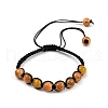 Baking Painted Glass Round Beads Braided Bead Bracelets BJEW-JB11974-02-3