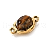 304 Stainless Steel Pave Natural Tiger Eye Connector Charms STAS-F318-17G-2