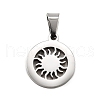 Flat Round with Sun 304 Stainless Steel Pendants STAS-M121-14P-1