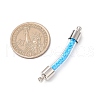 2Pcs 2 Colors Transparent Glass Curved Tube Connector Charms PALLOY-JF03777-2