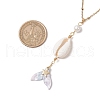Natural Cowrie Shell & Resin & Shell Pearl Mermaid Tail Pendant Necklaces NJEW-JN05233-3