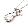 Colorful Rhinestone Ladybird and Heart Pendant Necklace NJEW-I113-13P-3