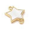 Brass Pave Natural White Shell Connector Charms KK-S522-03E-G-2