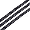 Black 6mm Round Folded Genuine Braided Leather Cords for Necklace Bracelet Jewelry Making WL-PH0001-01-3