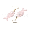 Fishbone Glass Seed Beads Dangle Earrings EJEW-MZ00439-01-4