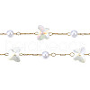 Glass Butterfly & ABS Plastic Pearl Beaded Chains CHS-N003-02-07-4