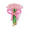 Handmade Glass Beaded Flower with Bowknot Pendants PALLOY-MZ00753-04-1