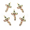 Cross Brass Micro Pave Colorful Cubic Zirconia Pendants KK-G419-17G-1