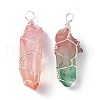 Natural Dyed Quartz Bead Pendants PALLOY-JF00921-S-2