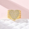 Brass Micro Pave Clear Cubic Zirconia Cuff Rings for Women RJEW-H248-08G-03-2