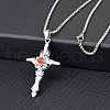 Cross Alloy Rhinestone Pendant Necklaces for Men FS-WG275E1-01-1