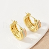 Stripe Brass Enamel Hoop Earrings EJEW-M082-02PG-4