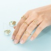 6Pcs 6 Styles Brass Micro Pave Clear Cubic Zirconia Cuff Rings RJEW-LS0001-34G-6
