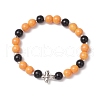 Halloween Theme Baking Painted Glass Round Beads Stretch Bracelets for Women BJEW-MZ00186-03-2