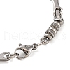 Tarnish Resistant 201 Stainless Steel Rondelle Byzantine Chain Bracelets BJEW-B078-92P-3