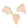 Heart Natural Rose Quartz Finger Rings RJEW-M076-03G-09-2
