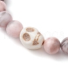 8.5mm Round Natural Pink Zebra Jasper Beaded Stretch Bracelets BJEW-JB10466-02-3