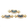 Rack Plating Brass Micro Pave Clear Cubic Zirconia Heart Connector Charms KK-K385-99G-03-1