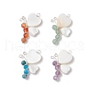 4Pcs 4 Styles Faceted Round Natural Carnelian & Amethyst & Apatite & Green Aventurine Beaded Copper Wire Wrapped Butterfly Pendants PALLOY-TA00235-1
