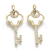 Brass Micro Pave Cubic Clear Zirconia Pendants KK-N232-94-NF-1