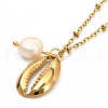 Cowrie Shell & Sea Horse Pendant Necklaces for Girl Women NJEW-JN03715-02-10