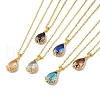 Brass Glass Pendants Necklaces NJEW-K269-09G-1