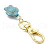 Copper Wire Wrapped Turtle Dyed Synthetic Turquoise Pendant Decorations HJEW-JM03233-5