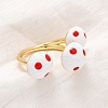 Brass Enamel Open Cuff Rings for Women RJEW-U057-23G-3