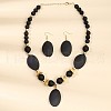 Oval Acrylic Pendant Necklaces & Dangle Earrings Sets FS-WG7A368-01-4