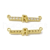 Rack Plating Brass Micro Pave Clear Cubic Zirconia Connector Charms KK-C007-37G-R-2