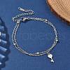 304 Stainless Steel Key Charm Chain Bracelets BJEW-M097-01B-P-1